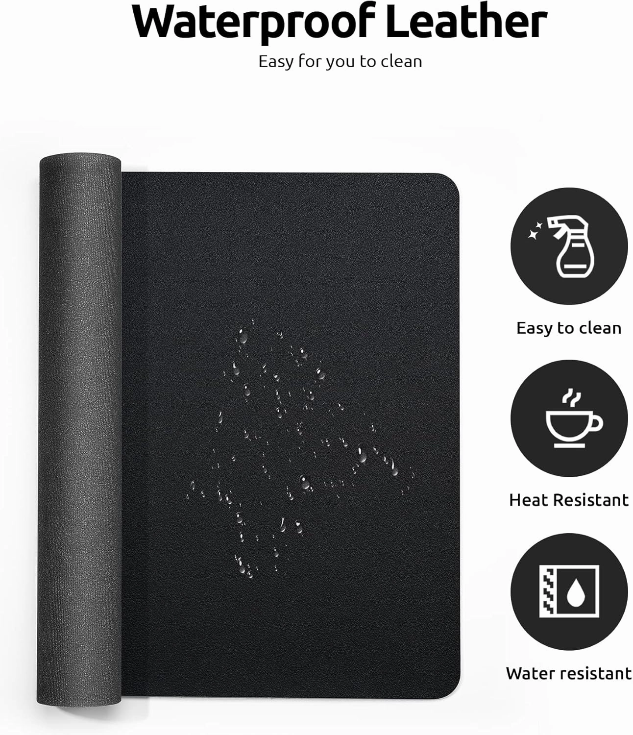 YSAGi Leather Desk Mat, Large Mouse Mat, Non-Slip Desk Pad Desk Protector Mat, Waterproof PU Leather Laptop Mat Table Mat Desk Writing Pad for Office and Home (90 x 43 cm, Black)