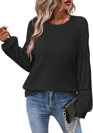 Zeagoo Womens Sweaters 2024 Long Sleeve Crew Neck Lightweight Pullover Knitted Fall Fashion Tops
