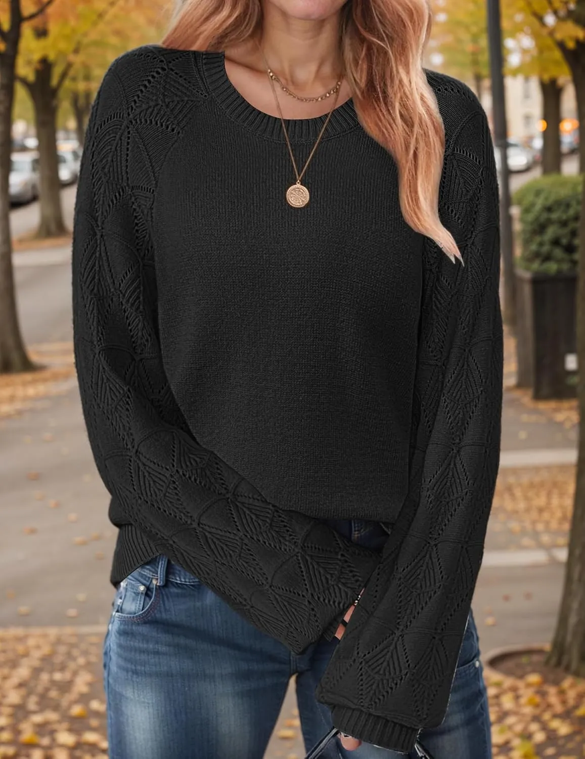 Zeagoo Womens Sweaters 2024 Long Sleeve Crew Neck Lightweight Pullover Knitted Fall Fashion Tops