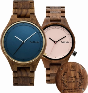 Zeitholz Wood Watches for Couples, Customizable Wooden Watch, Gifts, Analog Watch, Stolpen Olive 42 & Stolpen Olive 36, 100% Natural Wood, Japanese Quartz Movement.
