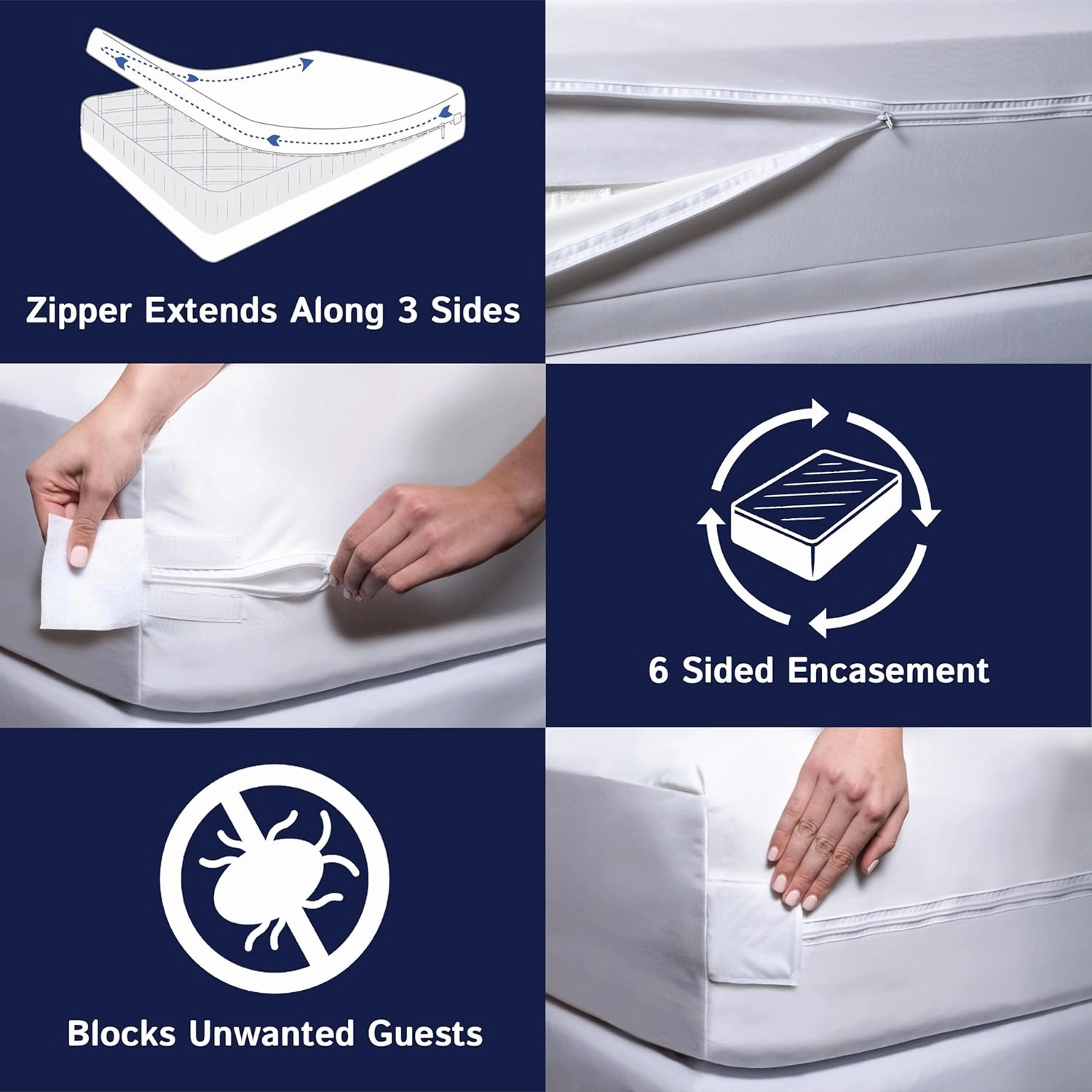 Zippered Waterproof Mattress Encasements - Hypoallergenic Mattress Protector Cover with Soft Cotton Terry Fabric Top - Full Size 54' x 75"