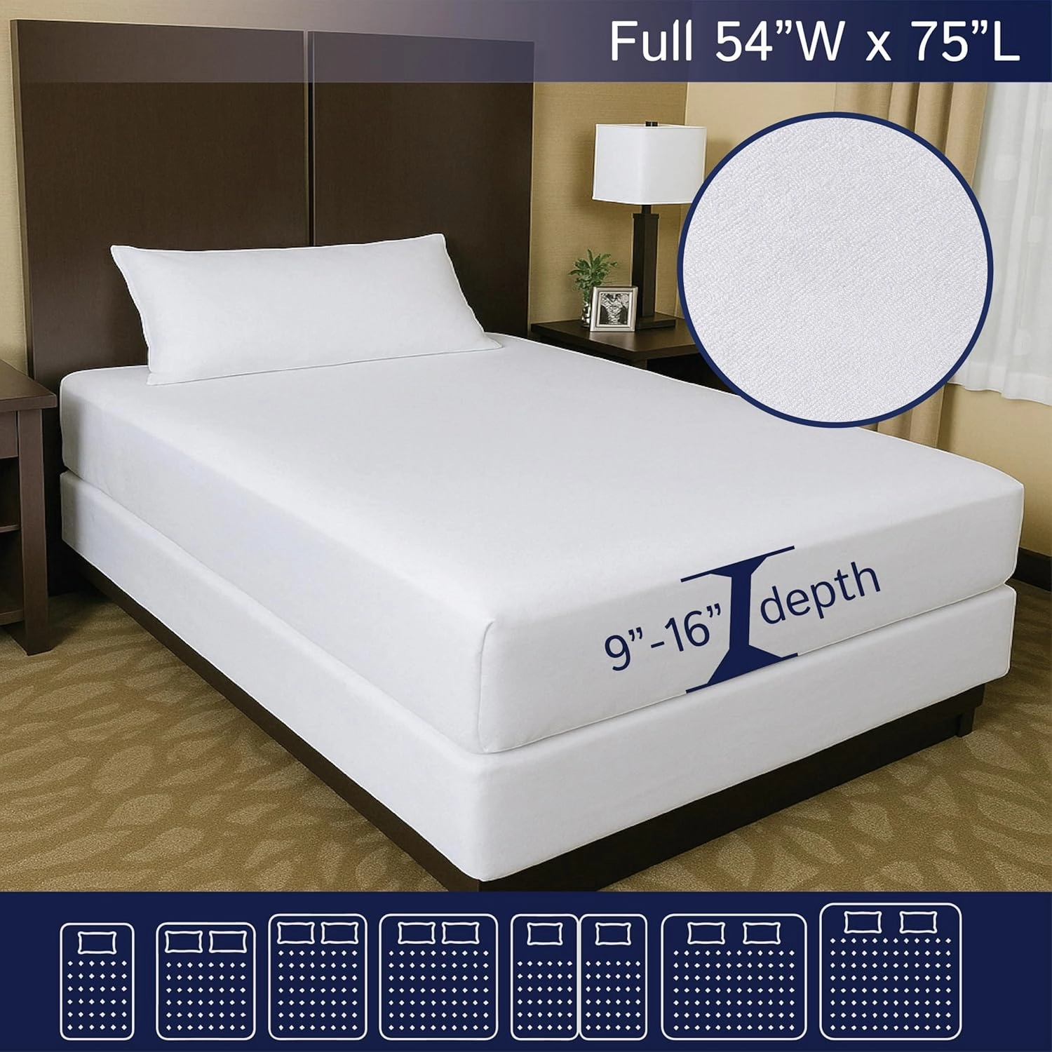 Zippered Waterproof Mattress Encasements - Hypoallergenic Mattress Protector Cover with Soft Cotton Terry Fabric Top - Full Size 54' x 75"