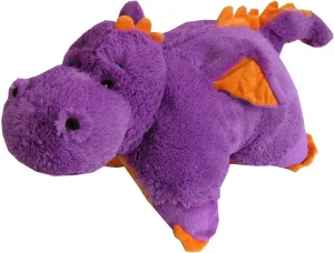 Zoopurr Pets 19" Purple Dragon Plush Toy & Pillow – Soft 2-in-1 Stuffed Animal & Expandable Travel Cushion for Kids, Toddlers & Boys – Cozy Plush Gift for Cuddles, Play & Nap Time