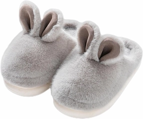 Zureto Cut Bunny Ear Women's Fuzzy House Memory Foam Slippers, Cute Furry Faux Fur Lined Bedroom Shoes, Cozy Indoor Shoes