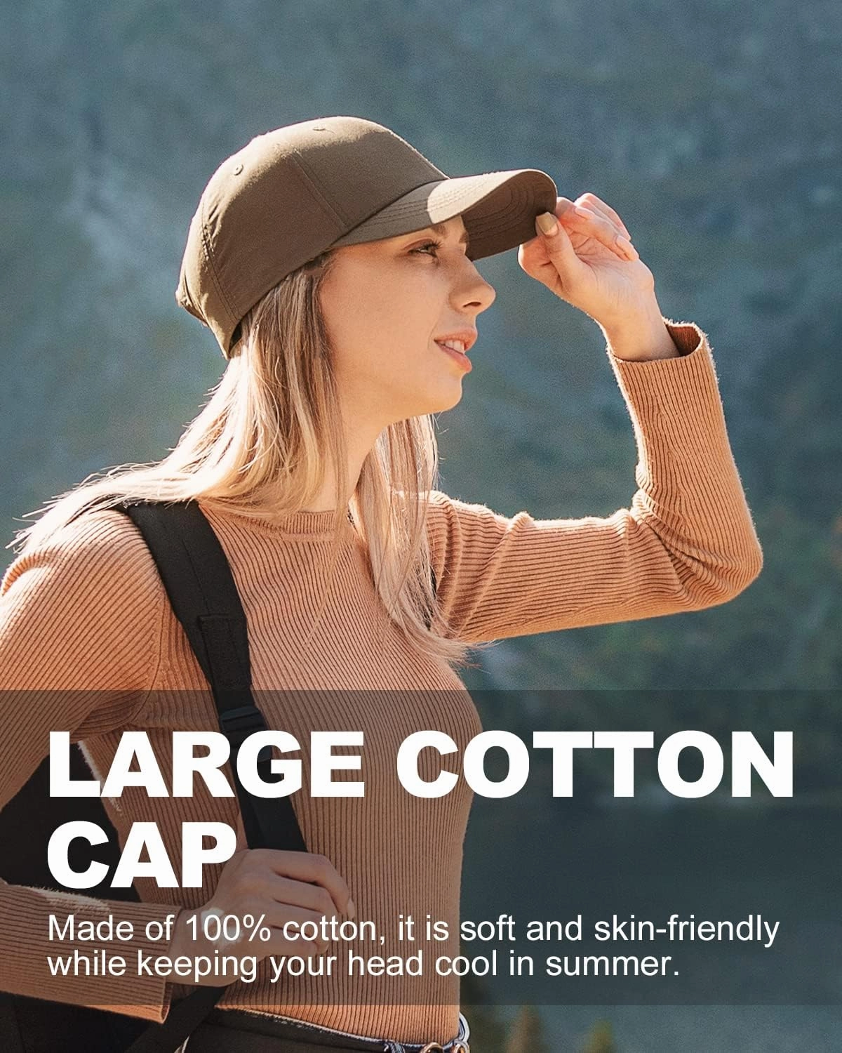 Zylioo Oversize XXL 100% Cotton Baseball Cap,Large Baseball Hat for Big Heads 23.5"-25.5",Adjustable Plain Dad Cap