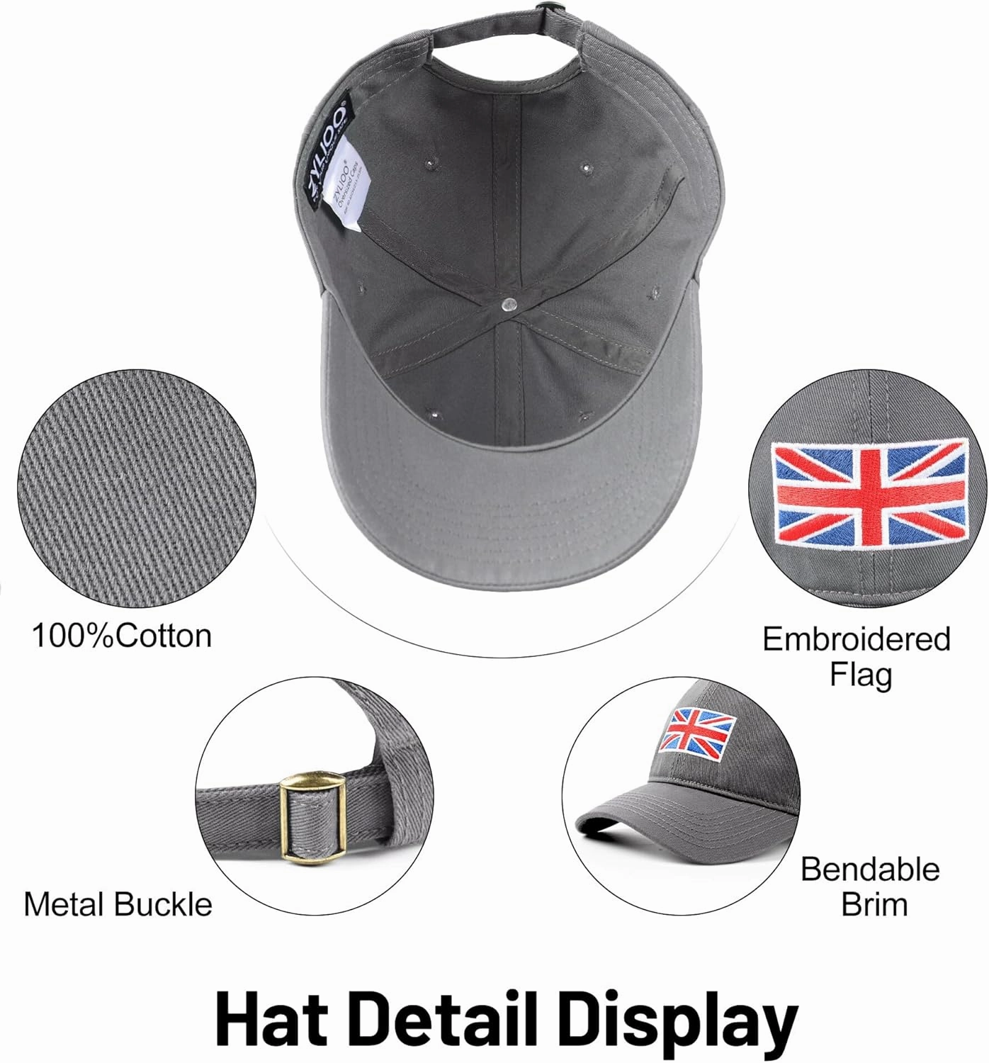 Zylioo Oversize XXL 100% Cotton Baseball Cap,Large Baseball Hat for Big Heads 23.5"-25.5",Adjustable Plain Dad Cap