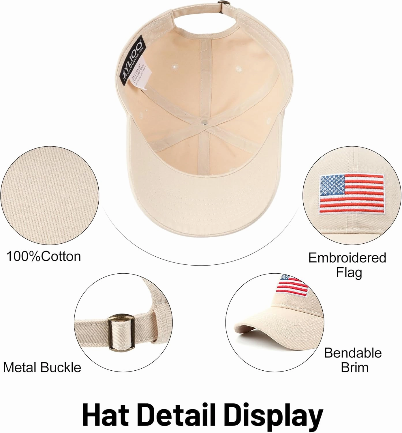Zylioo Oversize XXL 100% Cotton Baseball Cap,Large Baseball Hat for Big Heads 23.5"-25.5",Adjustable Plain Dad Cap