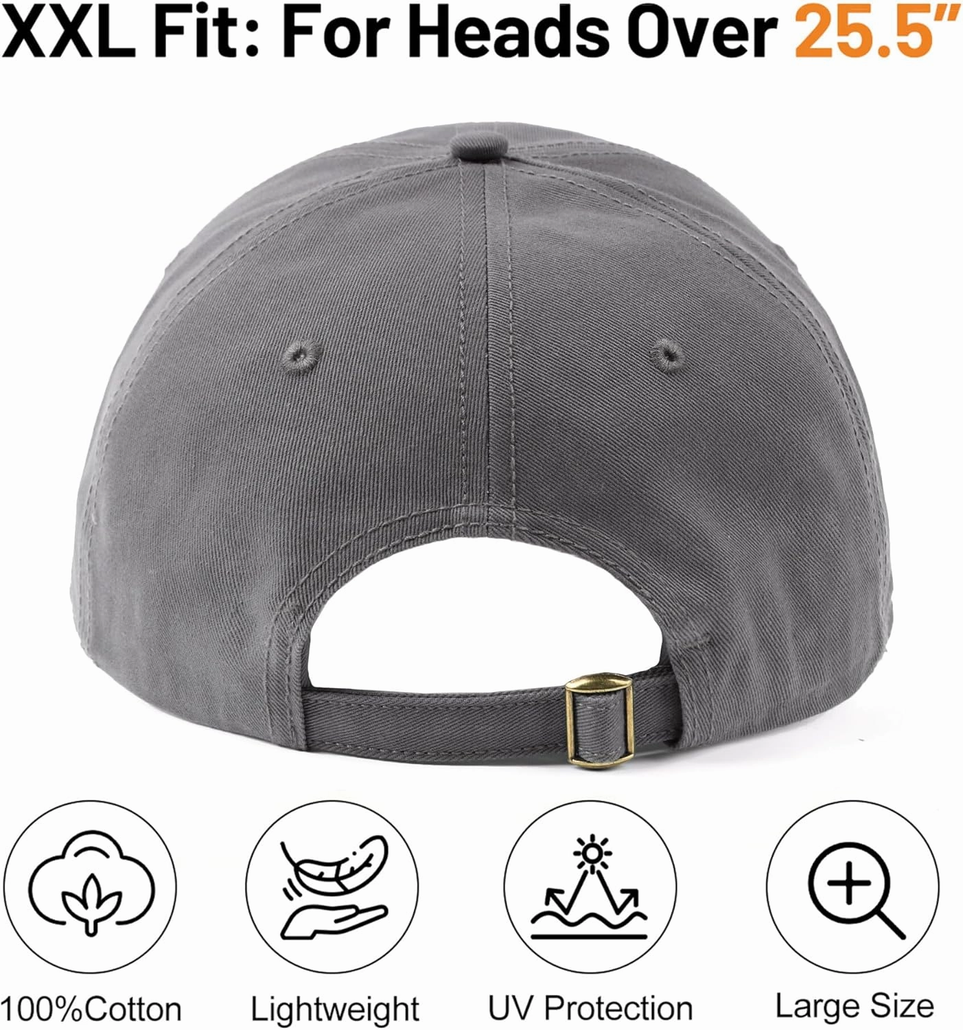 Zylioo Oversize XXL 100% Cotton Baseball Cap,Large Baseball Hat for Big Heads 23.5"-25.5",Adjustable Plain Dad Cap