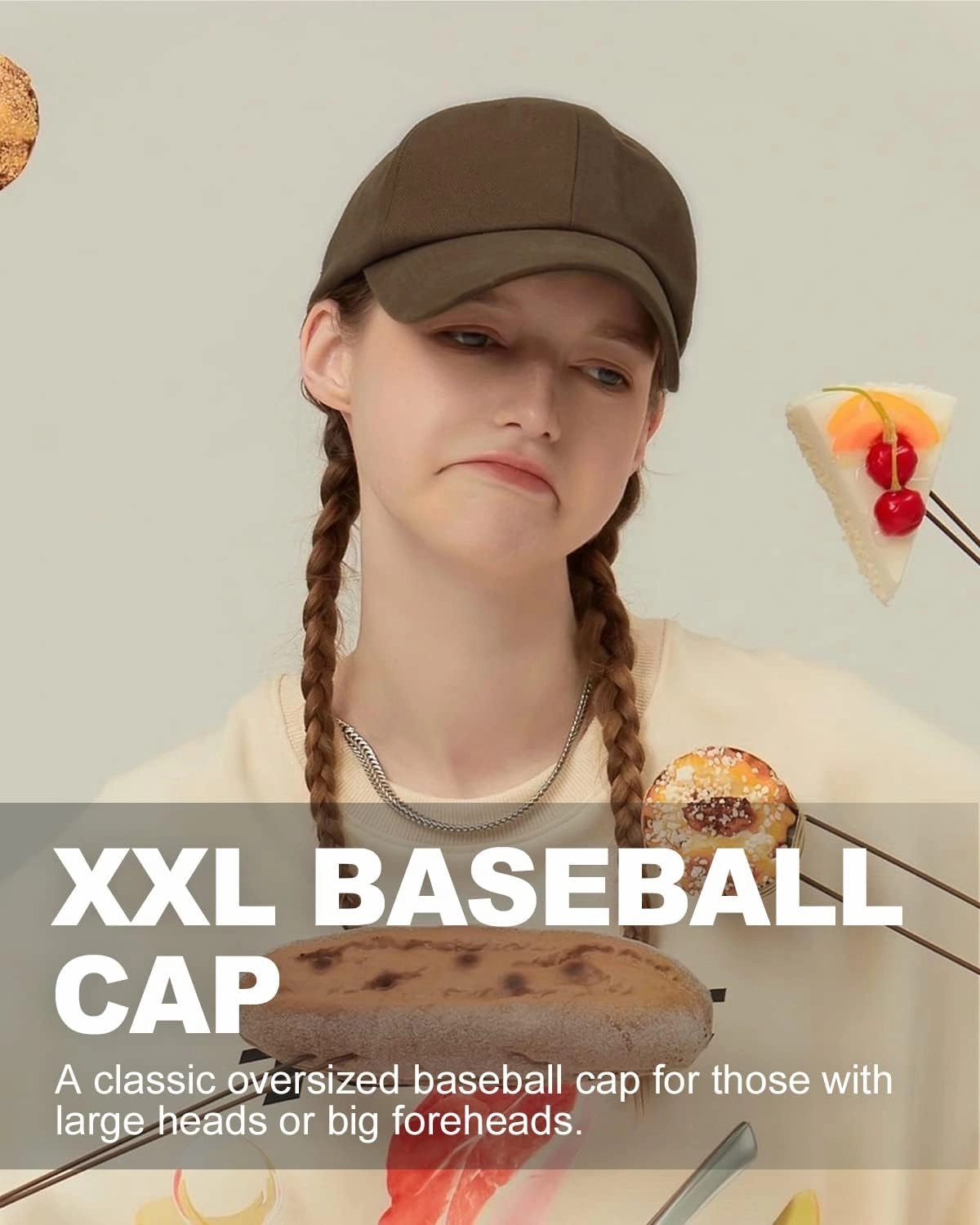 Zylioo Oversize XXL 100% Cotton Baseball Cap,Large Baseball Hat for Big Heads 23.5"-25.5",Adjustable Plain Dad Cap